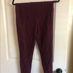 Maroon striped leggings